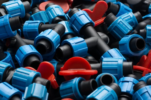 Pilihan fitting HDPE compression dengan mur biru
