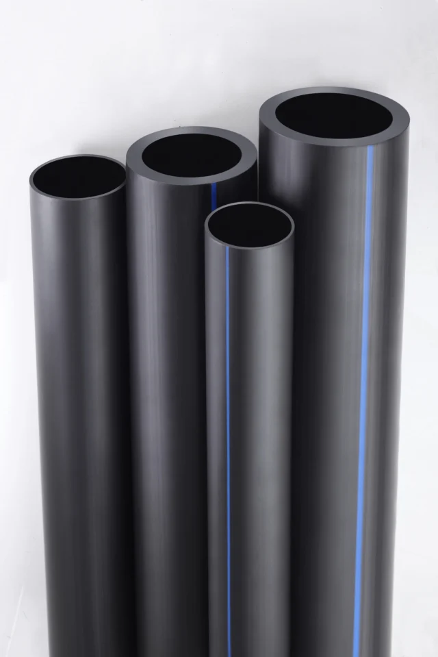 Pilihan diameter pipa HDPE hitam bergaris biru